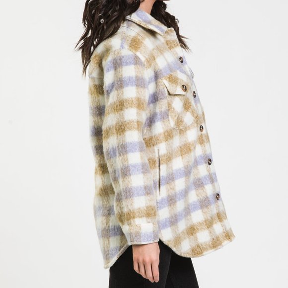 Cloth Shacket medium women’s sweater jacket oversized light purple Nwt - Picture 3 of 6